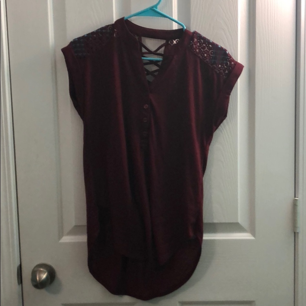 Burgundy button down shirt